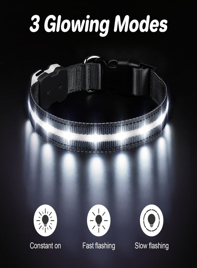 طوق كلاب مضيء من PcEoTllar، طوق LED قابل لإعادة الشحن، مناسب للمشي الليلي، مقاوم للماء، يتوهج في الظلام، مناسب للكلاب الكبيرة والصغيرة والمتوسطة، أسود - Image 2